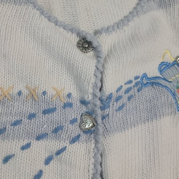 Vintage 90s Teddi Size 1x Crochet  Floral Embroidery Grandma Cardigan‎ - Picture 5 of 8